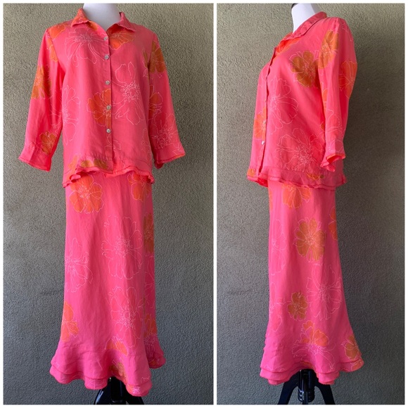 🔥5/$20🔥 “Erin” Linen Blouse and Skirt Set size 8 and 12 - Picture 2 of 13